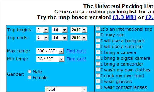 The Universal Packing List