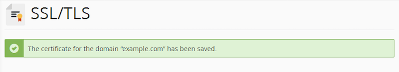cPanel SSL certificate confirmation
