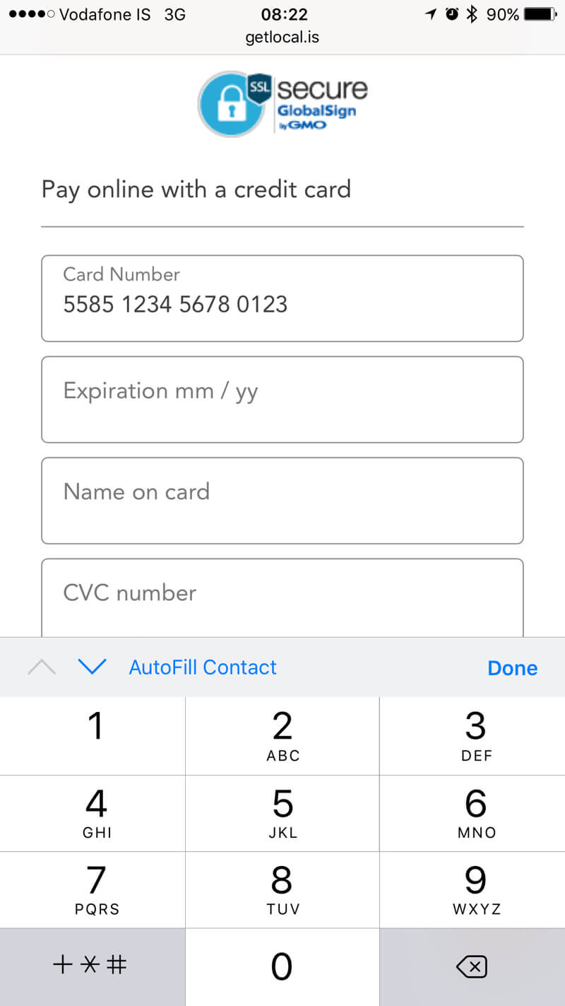 Make it easier to input a credit-card number using a mobile phone