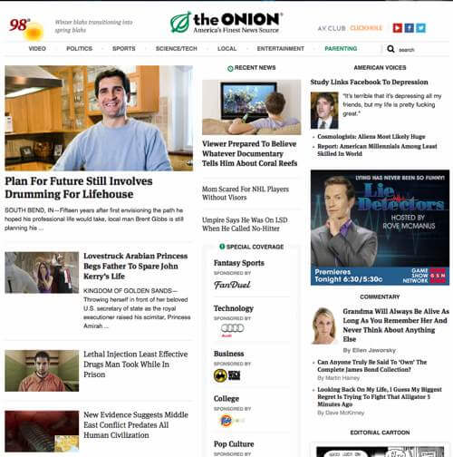 Screenshot of The Onion