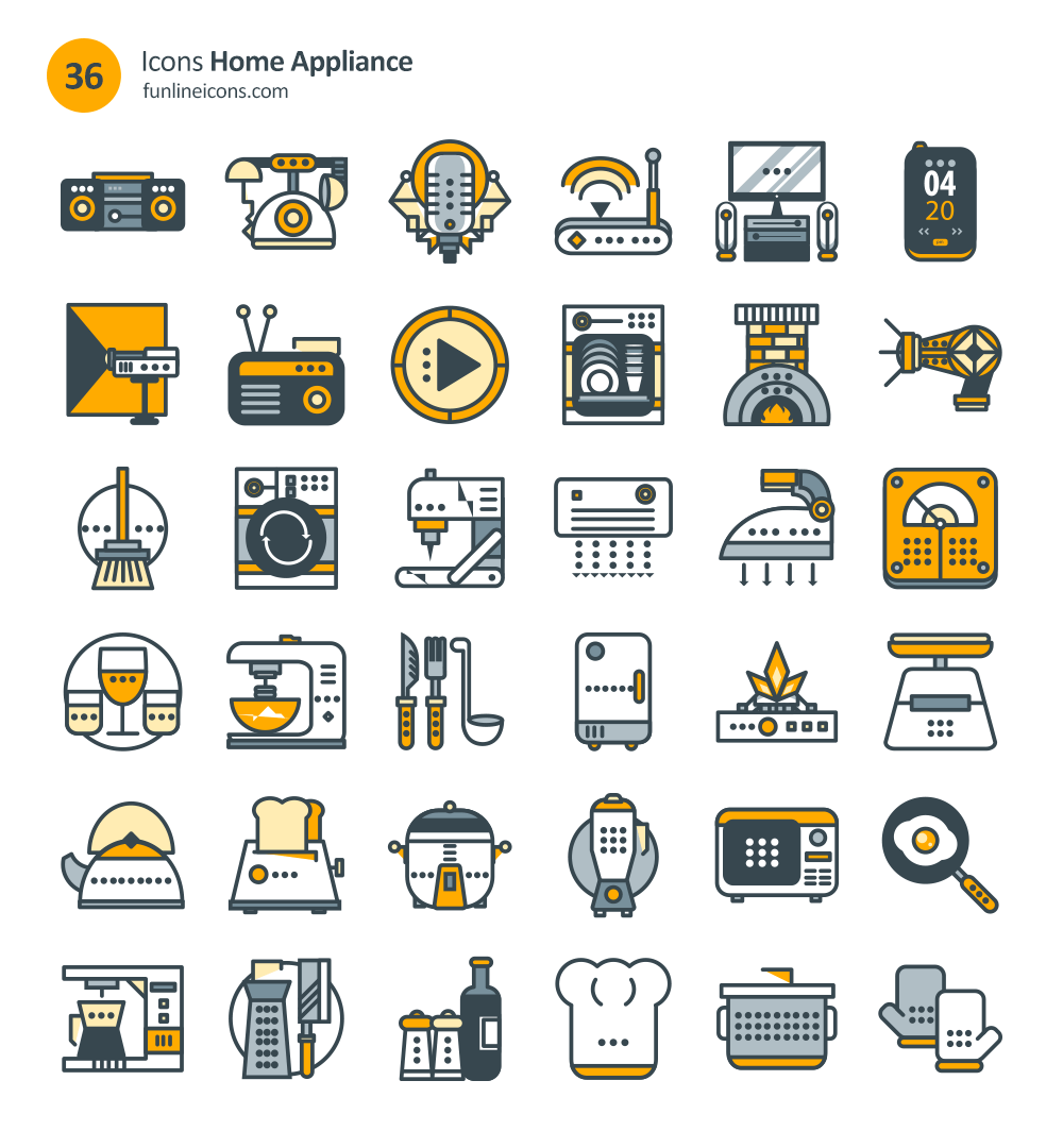 real estate home appliance icon set