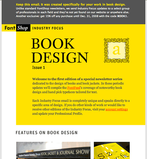Screenshot of Book Design newsletter