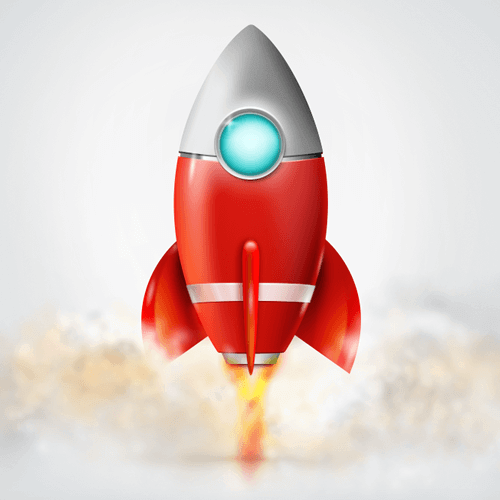 A rocket illustration, created in Adobe Fireworks