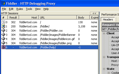 Fiddler Web Debugger - screen shot.