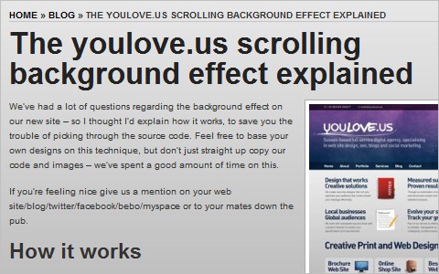 The youlove.us scrolling background effect explained 