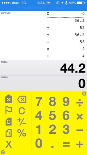 screen with calculator app using an analogy to paper tape