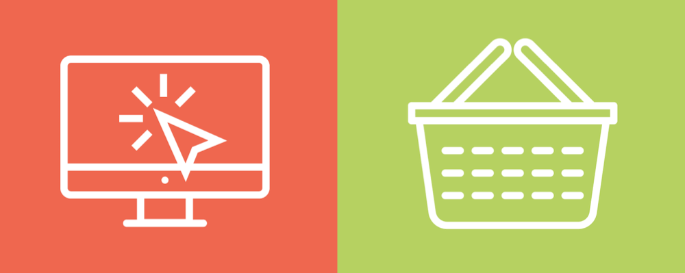 A close-up of two icons included in the e-commerce linear icon set.
