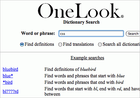 One Look Dictionary Search