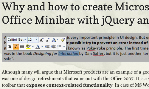 Why and how to create Microsoft Office Minibar with jQuery and CSS3