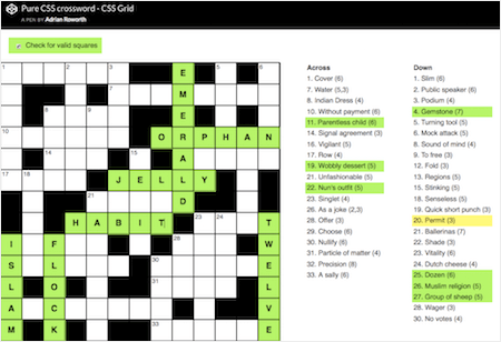 Pure CSS Crossword