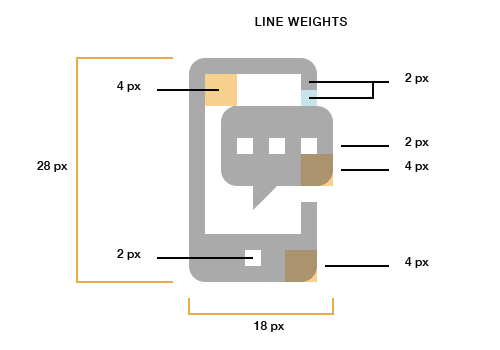 iPhone icon demonstrating line weights
