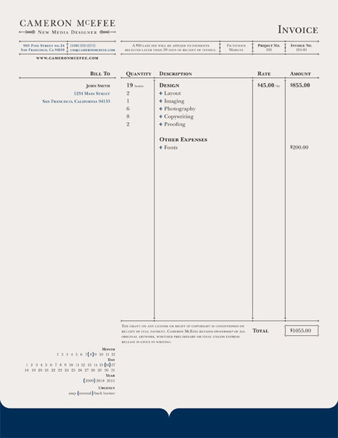 cameron mcefee invoice