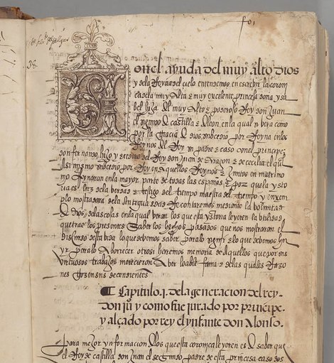 Lettering and Handwriting - Cronica de los reyes catolicos, XVI century.