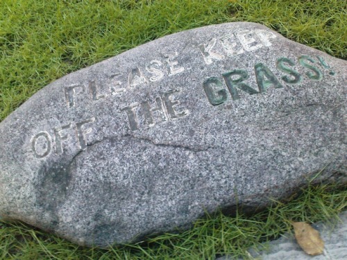 Wayfinding and Typographic Signs - embossed-keep-off-the-grass