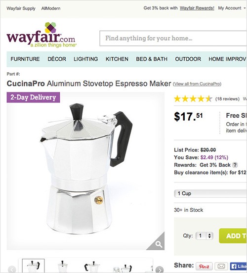 Wayfair have no breadcrumbs