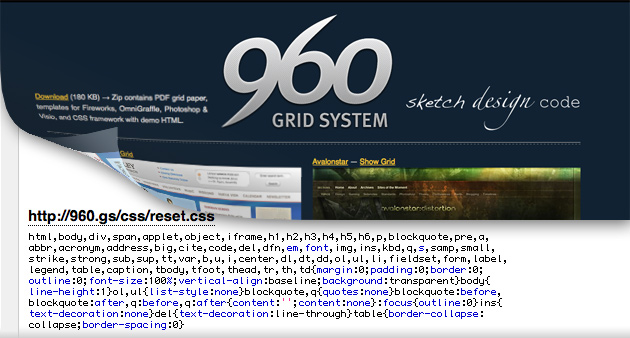 Nathan Smith's 960 Grid System uses a reset