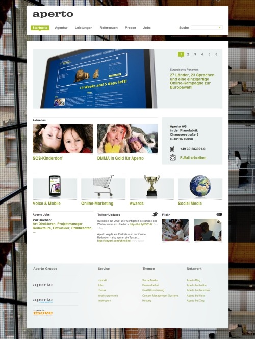 Aperto in Showcase of Web Design in Germany