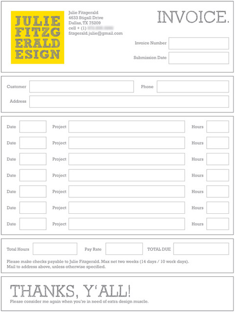 julie's design invoice