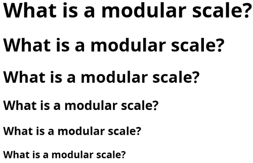 Image of the senctence What is modular scale repeated six times but in different sizes