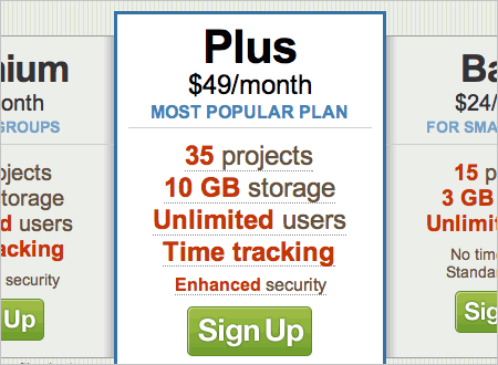 Featured Product Plans for Basecamp