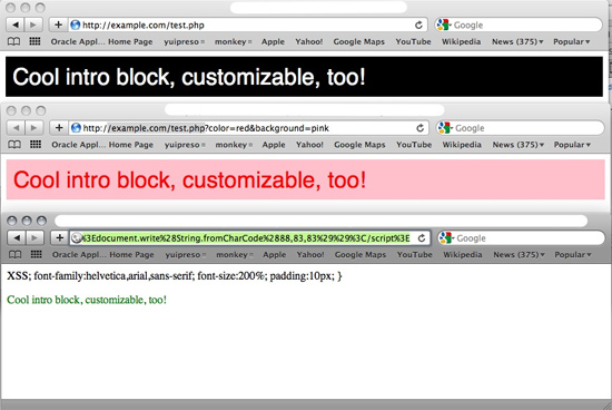 XSS example.