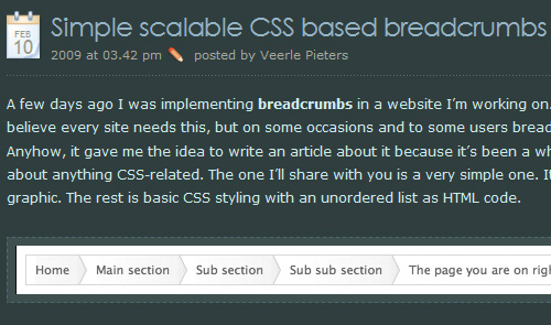 Simple Scalable CSS Based Breadcrumbs