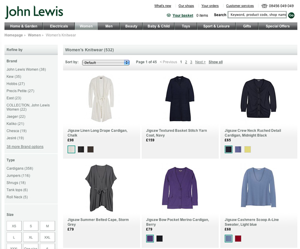Jumpers on the John Lewis website