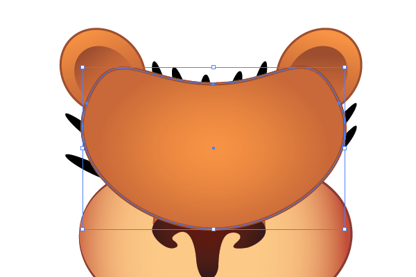 Tiger pattern, copying the head path and bringing it to front