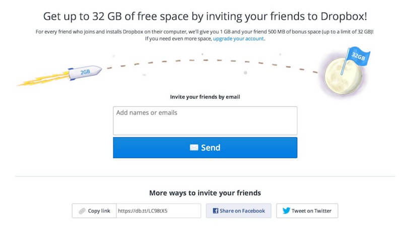 Dropbox rewards both you and your friend.