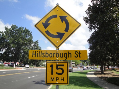 Wayfinding and Typographic Signs - roundabout-warning