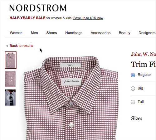 Nordstrom have history based breadcrumbs