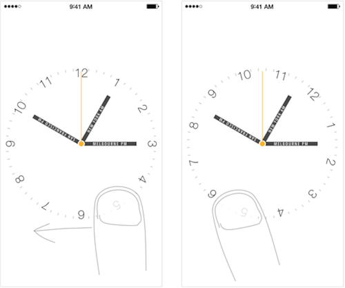 “24 hours” prototype with rotating clock face (the original build of the app was lost).