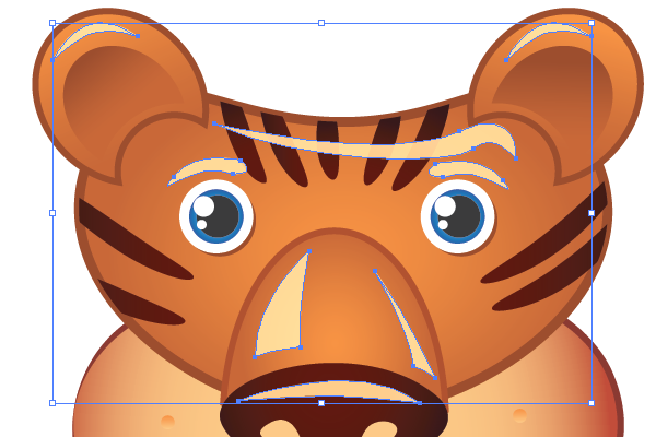 Tiger, face highlights, face, eyebrow, nose