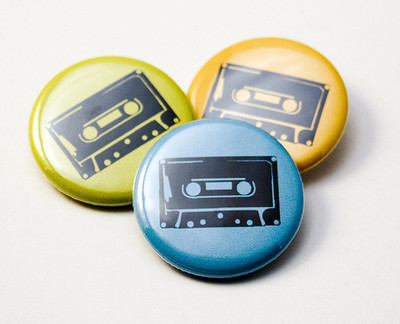Pins, Badges and Buttons - Cassette Tape buttons