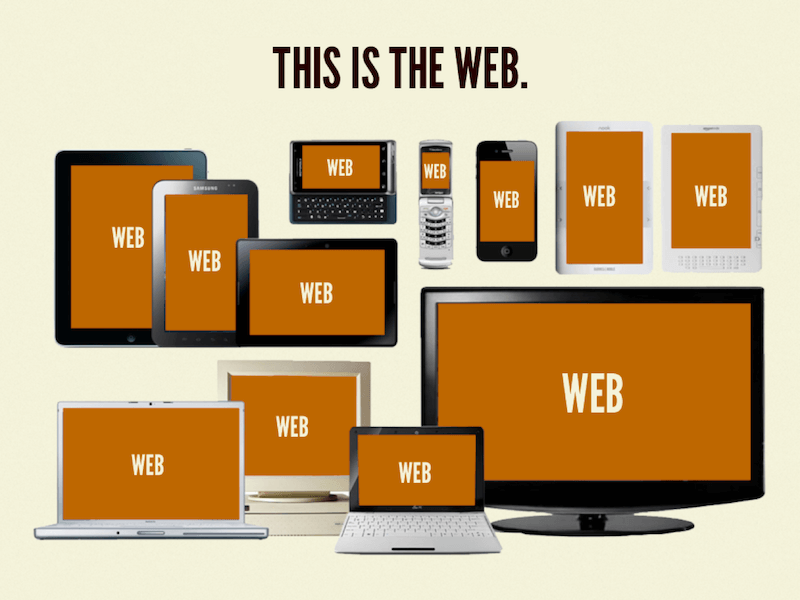 This is the web: a potpourri of devices, screen sizes, capabilities, form factors, network speeds, input types, and more.