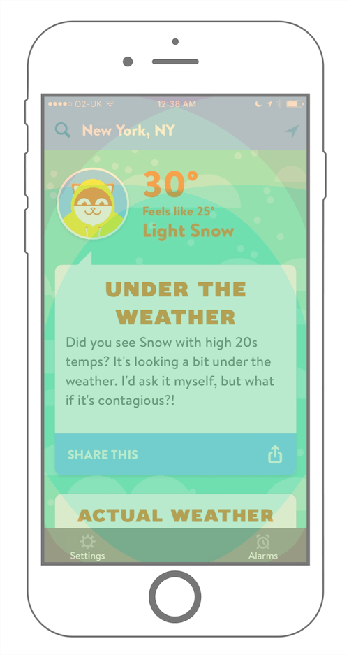 Poncho weather app card with actions