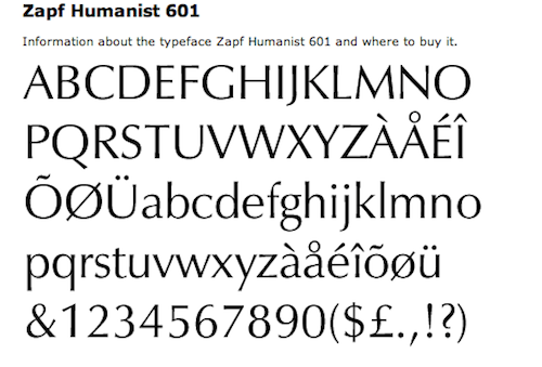 Zapf Humanist Typeface