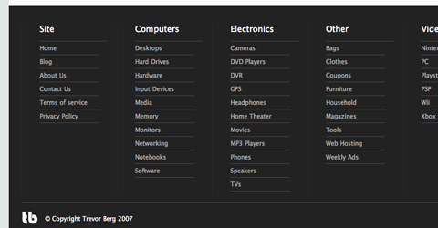 Showcase of Design Elements - Footer Sitemap