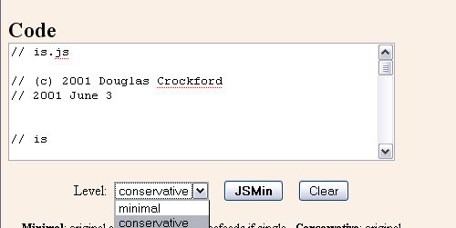 JS Minifier - screen shot.