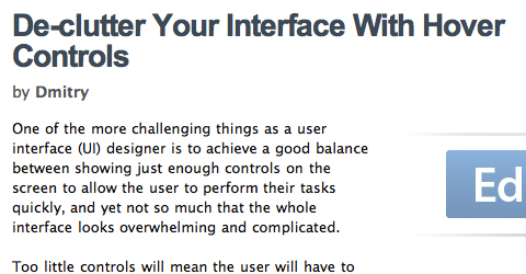 Showcase of Design Elements - De-clutter Your Interface With Hover Controls
