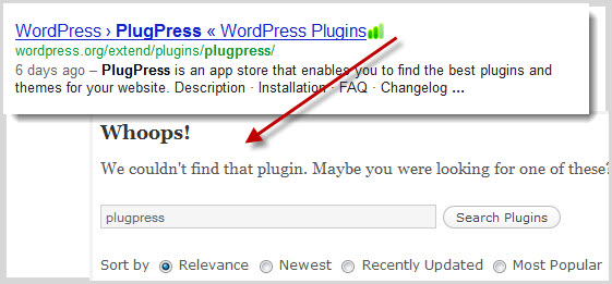 Although Google indexes PlugPress as being in the WordPress repository, the link is now dead