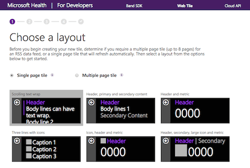 Microsoft Band also supports web tiles
