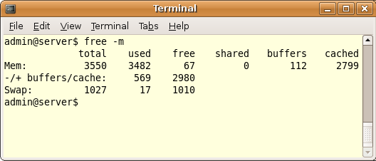 Checking memory usage on a Linux server