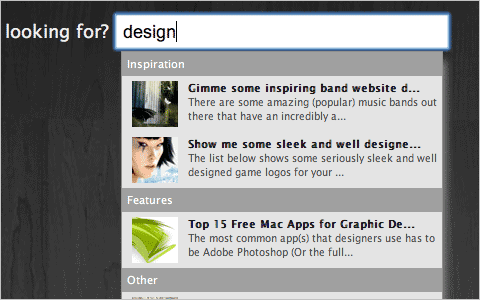A fancy Apple.com-style search suggestion