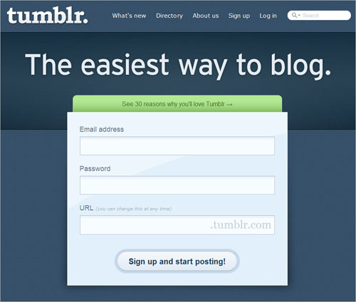 tumblr sign up form