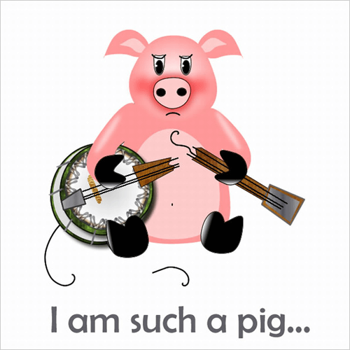 Pig with Broken Banjo by Ani Kostova (created in Adobe Fireworks)