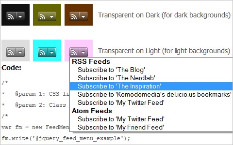 jQuery Feed Menus 
