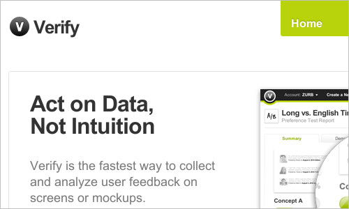 User feedback and concept testing with Verify