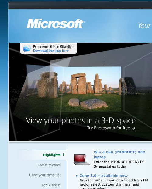 Microsoft Website Screenshots