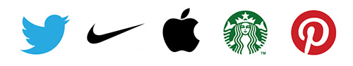 Logos for Twitter, Nike, Apple, Starbucks and Pinterest